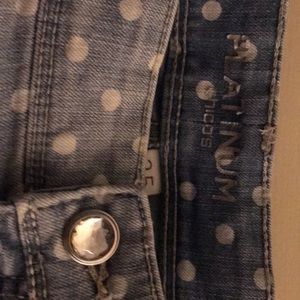 Chicos platinum denim crop pants.